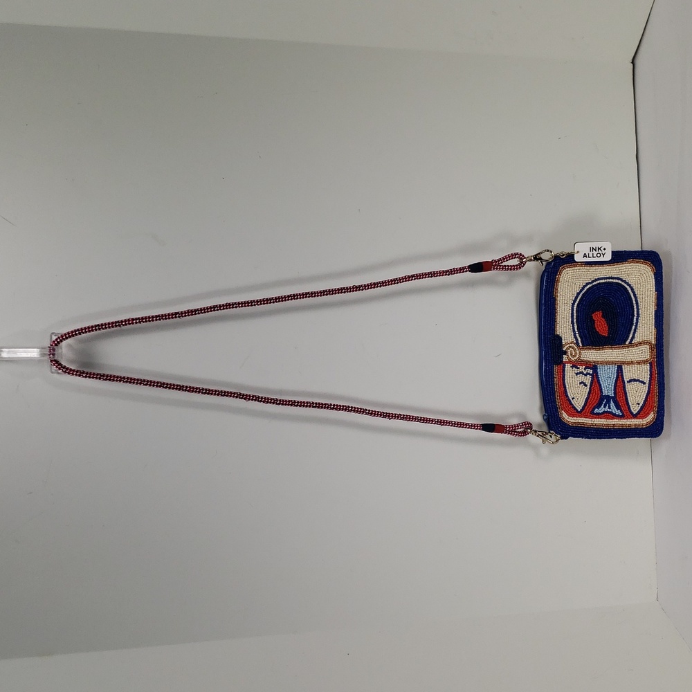 NWT INK + ALLOY LEILA SARDINE SEED BEAD CLUTCH CROSSBODY BAG PURSE - Picture 2 of 16